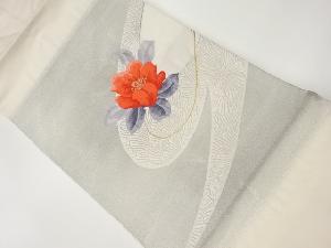 リサイクル 曲線に花模様織出し名古屋帯